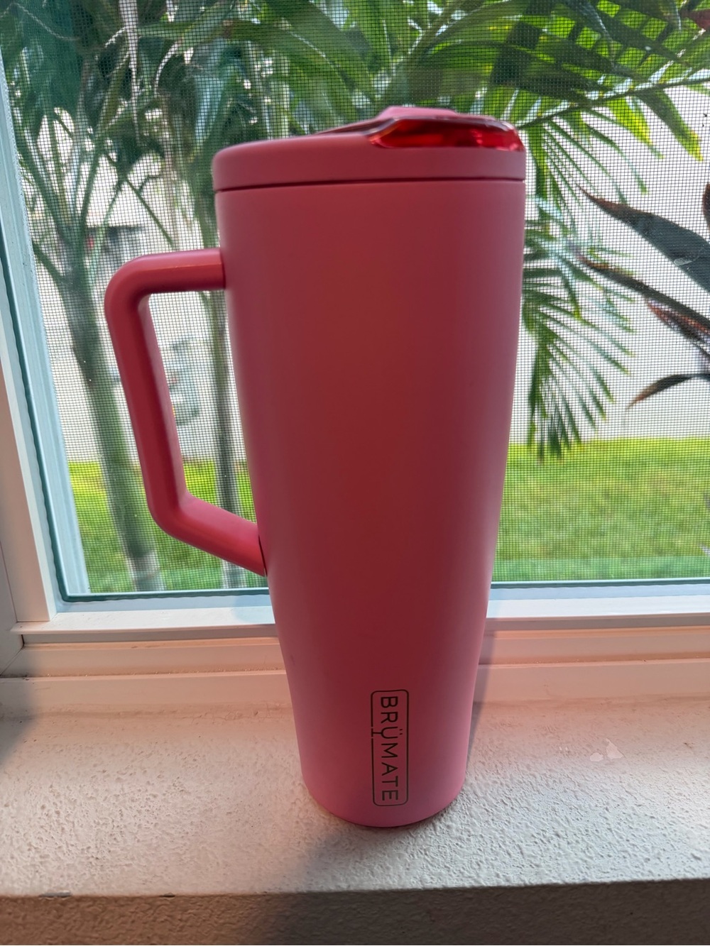BrüMate Pink Insulated Travel Mug with Handle